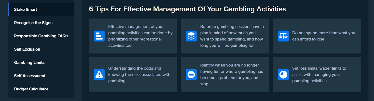 Responsible gambling solutions at Stake Casino