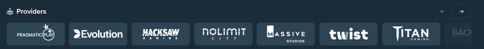 Selection of Stake casino games software providers