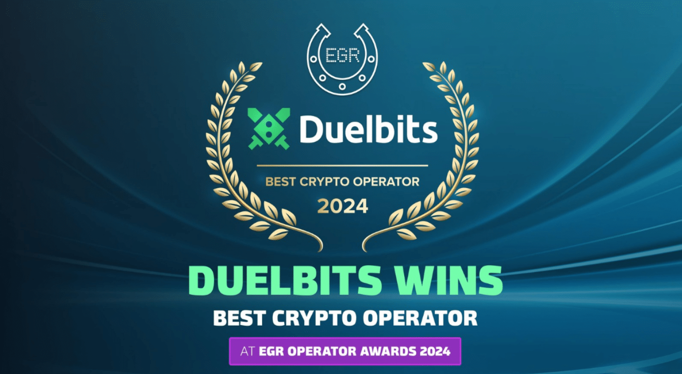 a banner advertising the Duelbits win at the 2024 EGR awards