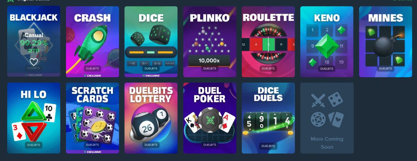 The Duelbits original games