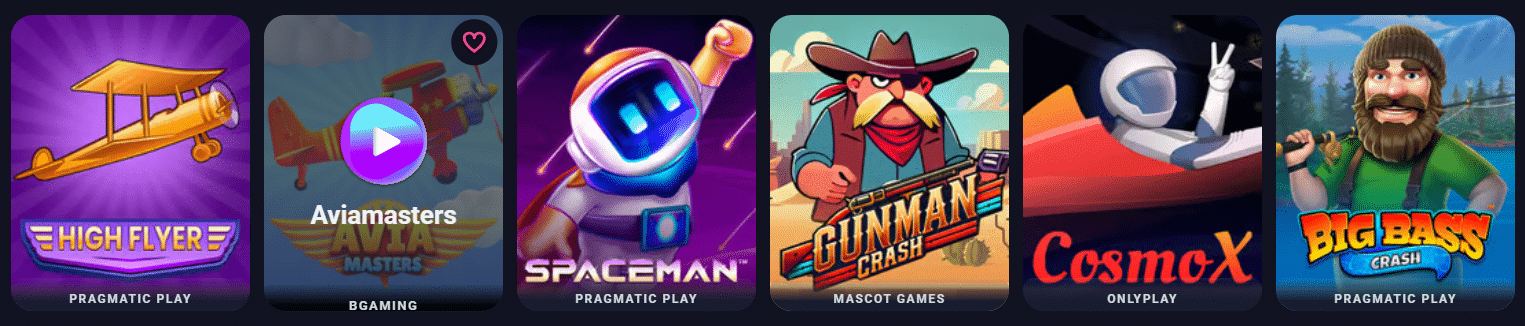 A few of the provably fair style titles at Metaspins, named crash games here.