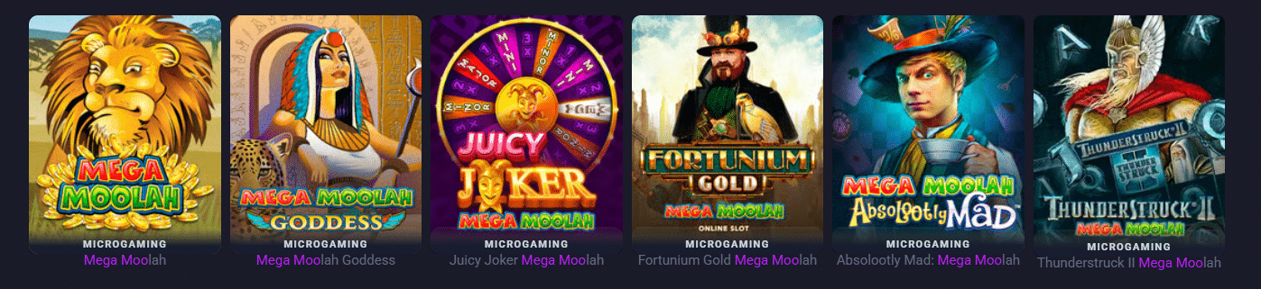 The Mega Moolah progressive slots found at Metaspins