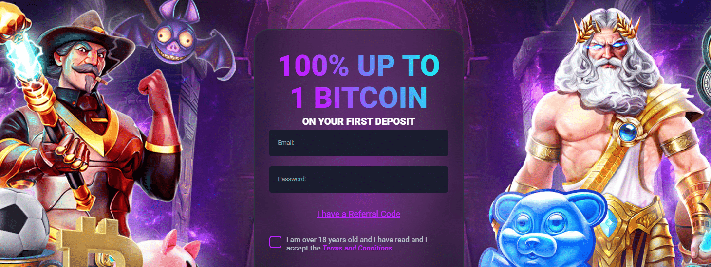 The registration form at Metaspins crypto casino