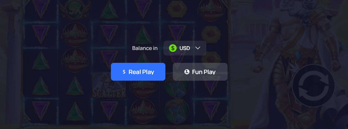 The demo mode option at 2UP casino for slot play