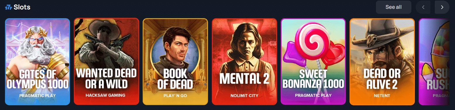 an example of the slots presented at 2UP casino