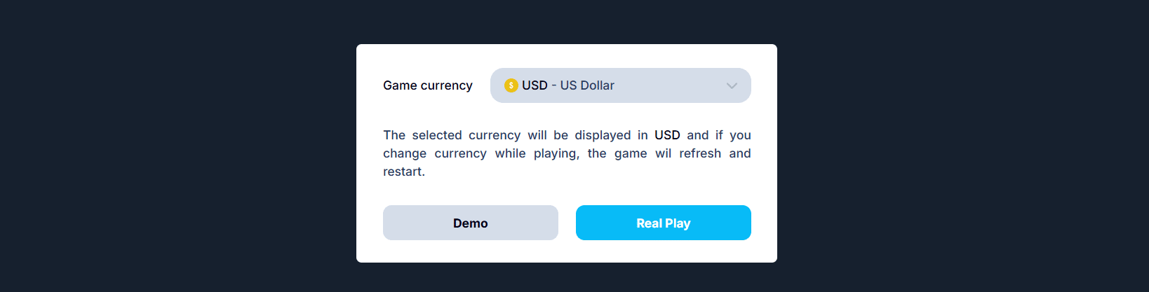 The demo mode option at CasinoBet for its software games