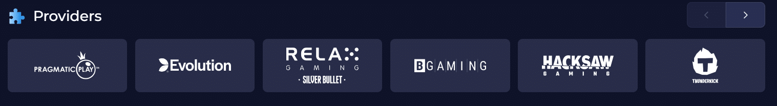 Imagen de los proveedores de juegos de Rainbet, sus logotipos en la página de inicio