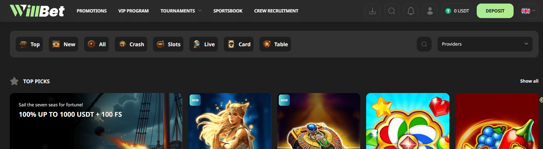 An example of the user interface at WillBet casino